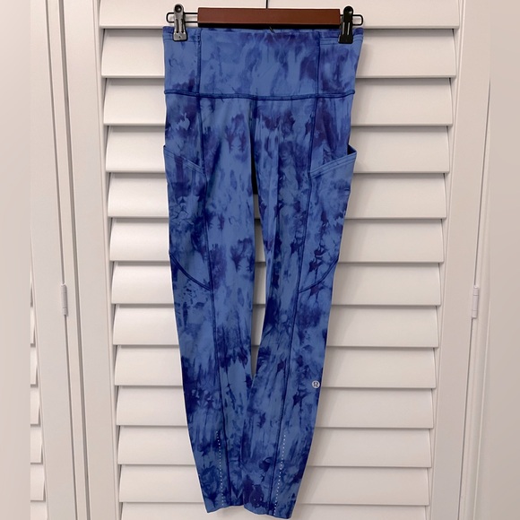LULULEMON Fast and Free (old style) Diamond Dye Leggings with Pockets - Picture 1 of 4